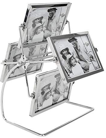 Cornice Per Foto, Cornici Girevoli Per Foto di Famiglia con Ruota Panoramica, Piano da Tavolo da Scrivania Cornici Per Foto Vintage Cornice Per Posizionamento Orizzontale in Acciaio Inossidabile Per F