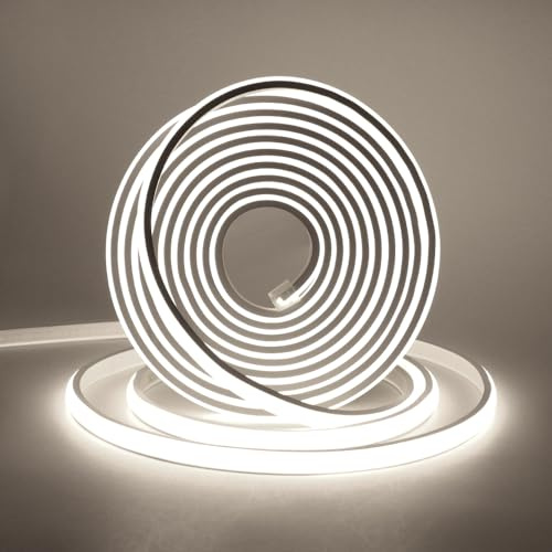 XUNATA 230V COB Neon LED Streifen, 288leds/m Superhell Hohe Dichte, IP65 Wasserdicht Diffusion Flex LED Schlauch für DIY Innen-und Außenbeleuchtung Projekte (Weiß, 6M)