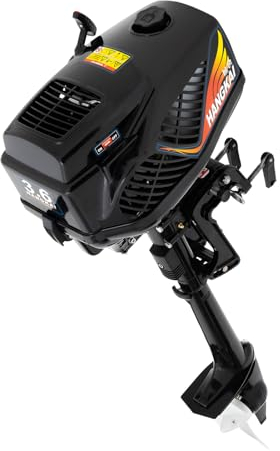 OUKANING 2/4 Takt Außenbordermotoren Für Boote, Außenborder Benzin Bootsmotor, Dreiflügeliger Propeller, 1 Zylinder, Für Aufblasbare Boote, Fischerboote (Typ C: 2-Takt, 3.6PS, halb Wasserkühlung)