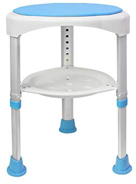 LILIIN Duschpall 360° vridbar badrumspall, handtagsstänger, duschstol, duschhjälpmedel, 45–57 cm, justerbar höjd 200 kg, halkfri duschstol, badsits med hylla för åldrar, barn och gravida kvinnor