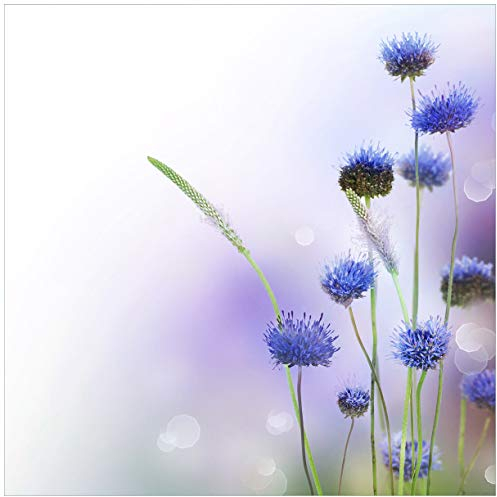 Wallario Glasbild Abstrakte lila Blume - 50 x 50 cm Wandbilder Glas in Premium-Qualität: Brillante Farben, freischwebende Optik
