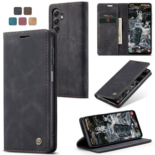 owlhold Coque Samsung Galaxy A25 5G, Housse Antichoc en Cuir PU Premium Fentes Cartes Etui Pochette de Portefeuille avec Fonction Support Case à Rabat pour Samsung Galaxy A25 5G - Noir