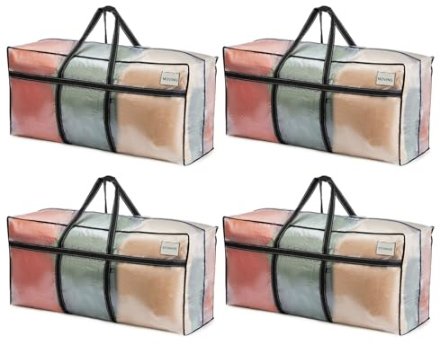 VENO 4 Pack Extra Large Moving Bags, Heavy Duty Storage, Moving Boxes, Large Storage Containers with Lids, Alternative for College, Christmas Tree