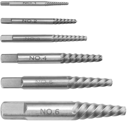 SRJQXH Extractor de Tornillos Rotos, 6 Piezas Extractor de Tornillo, Extractor Tornillos Profesional, se Pueden Utilizar para Quitar Tornillos y Tuercas Dañados