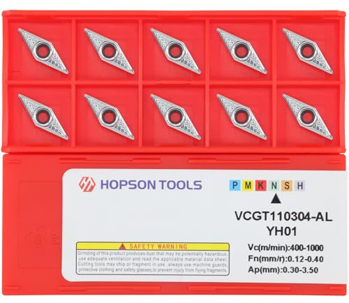 Hopson Tools VCGT110304-AL Wendeplatten, HM Wendeschneidplatte für die Bearbeitung von Aluminium oder von Buntmetallen, 10 Stück