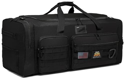 Borsone extra large da uomo, borsone resistente per viaggi, grande borsa sportiva da palestra per hockey, calcio, baseball, basket e allenamento di squadra, nero, Extra Large, Borsone grande per sport