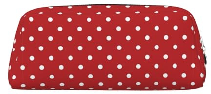 WURTON Federmäppchen mit großem weißen Punktemuster, multifunktionales Federmäppchen, Büro, stilvoll, mit Reißverschluss