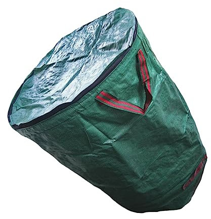 BEBEMOKO Grüner Gartenabfallsack 120l Für Laub Und Gras Robuster Pp Müllsack Mit Beschichtung Doppelt Genähte Griffe Stabiler Laubsack Für Gartenarbeit Und Aufbewahrung