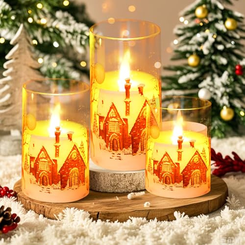 DZAY Adventskranz Kerzen Led Weihnachtskerzen,Weihnachtsdeko Kerzen Weihnachtskerze Led Kerzen,Led Echtwachskerzen Kerze Weihnachten Deko Flammenlose Kerzen mit Weihnachtsmann Aufkleber (01)