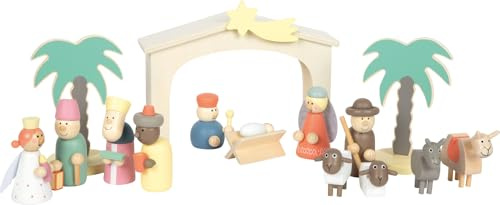 Small Foot Set Juego Belén de Madera Cuento de Navidad decoración navideña Figuras detalladas a Partir de 3 años, 12689