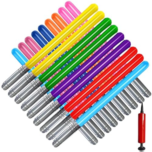 Qneiaym 18 Pcs Inflatable Light Sabers - 5 Vibrant Colors, 35 Inch Inflatable Lightsaber Swords Toys with Air Pump - Perfect for Party Favor, Halloween, Role Play & Kids’ Costume Accessories