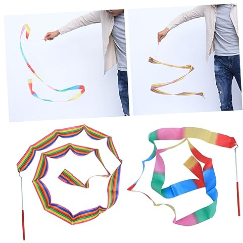 BESPORTBLE 2stücke Pack Bunte Gymnastikbänder Mit Fiberglasgriffen Für Turnen Und Tanz Rhythmische Sportgymnastik Bänder Für Junge Mädchen Trainingsgeräte Für Wirbeln Und Zirkuskunst