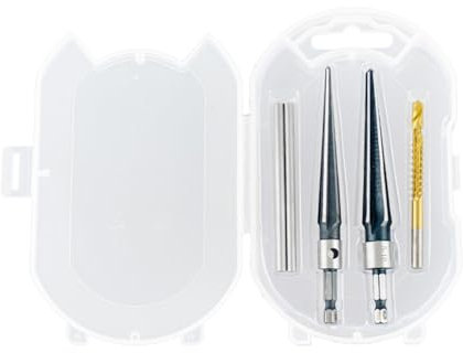 Set di 5 alesatori a mano conici da 3-13 mm e 5-16 mm per foro del perno del ponte, strumento per alesatore a mano, manico a T staccabile, alesatore affusolato per chitarre in legno, plastica, PVC