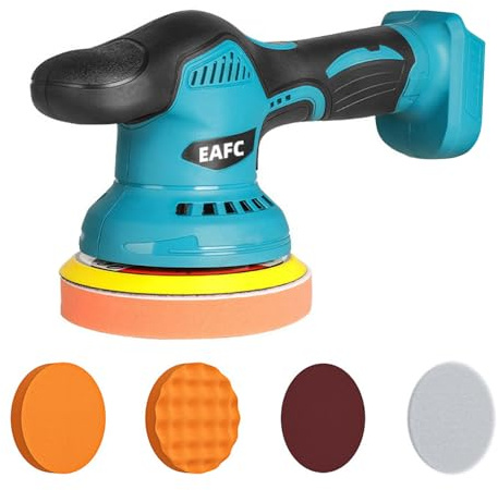 EAFCAuto 21V Pulidora de coche inalámbrica con pantalla digital de 6 velocidades, pulidora eléctrica, máquina de encerado para limpieza y reparación de carrocerías.（Sin batería）