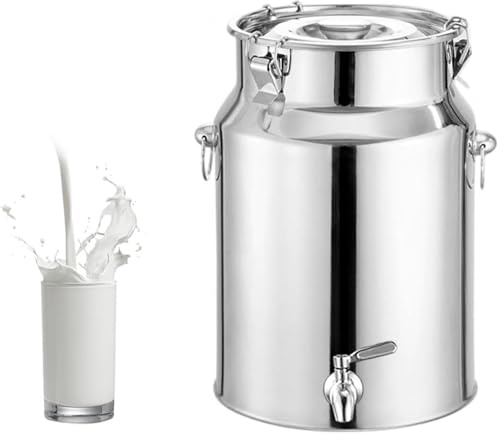 Bidon Alimentaire 10l avec Robinet,Bidon Lait INOX for À Vin Baril Seau À Eau Huile Réservoir À Thé avec Couvercle Scellé,Capacity-68L