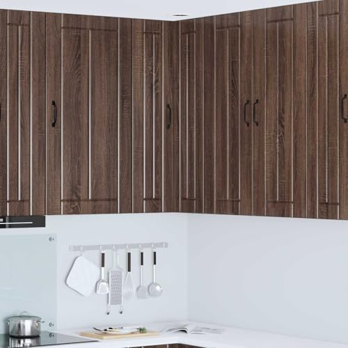Teenpull Küchenschrank Braun Eichen-Optik, 57x57x100 cm Holzwerkstoff, robuster Vorratsschrank mit Schiebetüren, ideal für Küchen und Esszimmer