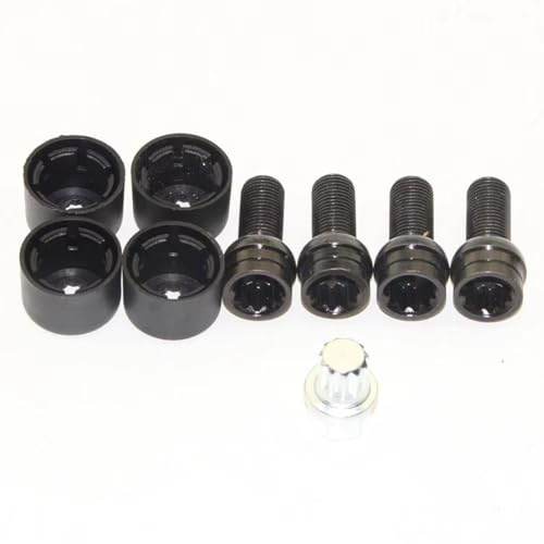 Set di bulloni antifurto per Ruote in Acciaio Nero M14x1.5MM per VW Golf con Chiave, Accessori per Auto, bulloni per Ruote, Dado Ruota OEM: 1K0698137