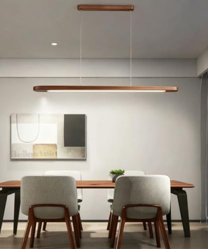 Bellastein Led Hängeleuchte Esstisch Holz Dimmbar mit Fernbedienung Linear Pendellampe (Pfirsichholz, 100)