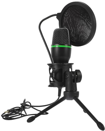 OUNONA Microfono Condensatore Gaming da Tavolo Nero Supporto Metallo e Plastica, Microfono Professionale Riduzione Rumore per Streaming e Lezioni Colore Casuale