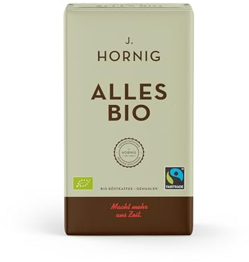 J. Hornig Café moulu, Alles Bio, bio et issu du commerce équitable, mélange arabica et robusta, pour préparation du filtre et de l'expresso, paquet de 500 g