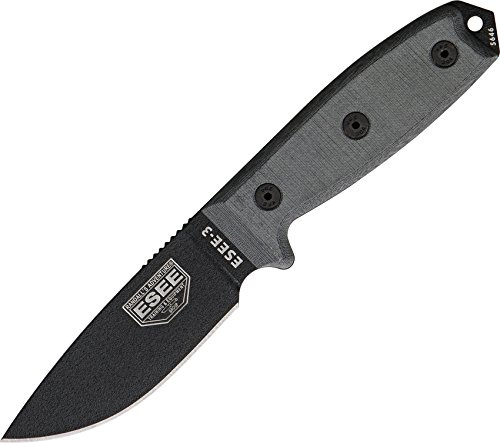 ESEE, utomhuskniv | bladlängd: 9,52 cm, handtag: Micarta, modell 3 standardedge, inklusive slida kompatibel med bälte