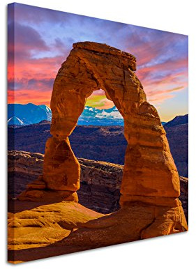 Paul Sinus Art Leinwandbild 60x60cm Landschaftsfotografie – Arches Nationalpark, Utah, USA auf Leinwand exklusives Wandbild moderne Fotografie für ihre Wand in vielen Größen