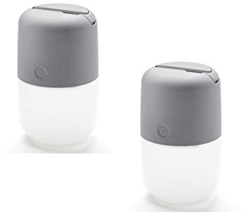 2er Set Solar LED Leuchte ASSISI mit 3-Stufen Dimmer & USB-Kabel, IP44, Grau