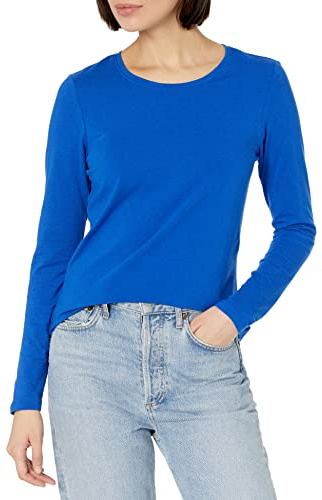 Amazon Essentials dam Långärmad T-shirt med rund hals klassisk passform (finns i plusstorlek)