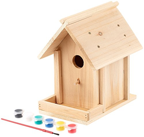 Royal Gardineer Vogelhäuschen: Nistkasten-Bausatz aus Echtholz, mit Balkon und 6-teiligem Farben-Set (lustige Nistkästen selber Bauen, Vogelkasten, Futterhaus)