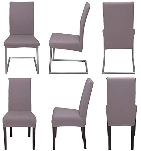 Staboos Stuhlhussen 6er Set - Hohe Elastizität - Stuhlbezug 6er Set - ÖKO TEX Zertifiziert (Taupe-Braun)