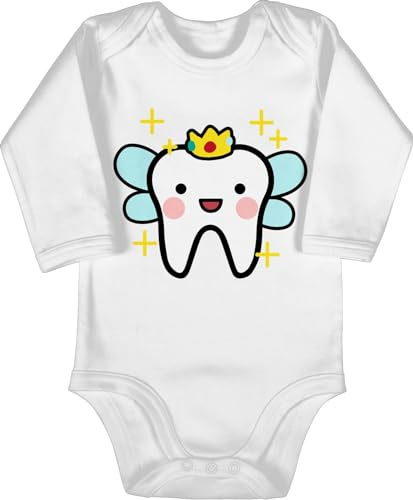 Shirtracer - Baby Body langarm Mädchen Junge - Karneval & Fasching - Zahnfee mit Krone I Zahnarzt I Zahn Fee Geschenk Zahnarzthelferin I Zahnmedizin Geschenkidee Zahnmedizinische Fachangestellte