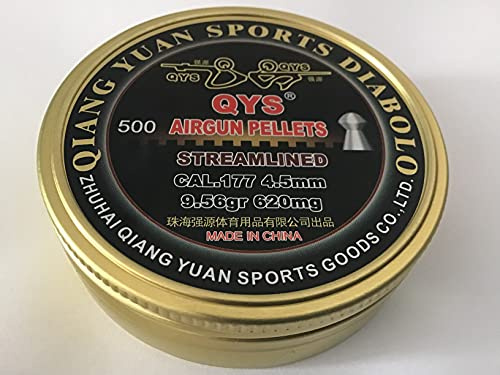 QYS Streamlined 620mg (Heavy) Air Gun Pellet 177/4.50mm Qty 500 L433