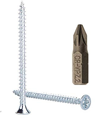 (50 Stück) verzinkte Stahl Holzschrauben 5,0 x 70 mm, Pozidriv Kopfschrauben, tellerkopfschrauben, Befestigungen, Senkkopf, Spanplattenschrauben (50)