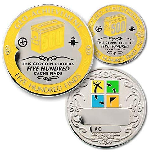 Coins For Anything, Inc 500 Finds Geo-Achievement Set Challenge Coin & Pin - Trackable Geocaching Coin