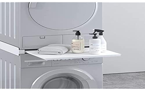 Piano supporto per lavatrice asciugatrice alluminio con cassetto colore bianco