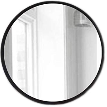 VOCD Moon Make Up Mirror, An Der Wand Montierter Runder Badezimmerspiegel Holzrahmen-Rasierspiegel Energiesparend Und Umweltschutz - Schwarz