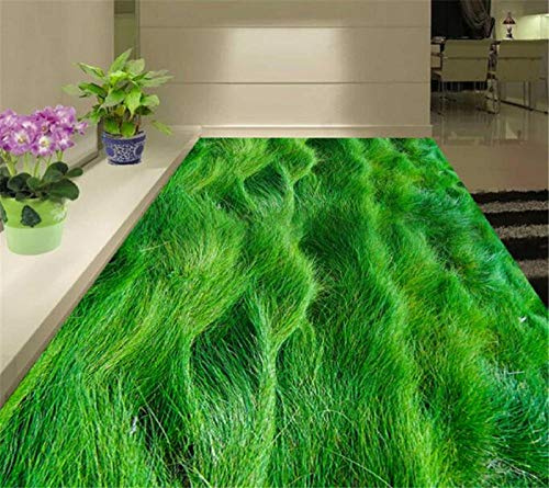 Benutzerdefinierte Foto 3D Bodenbelag Tapete Moderne Gras grüne Pflanzen PVC Tapete Selbstklebende Bodenbelag Tapete - 3D Wandbilder - 430 cm x 300 cm