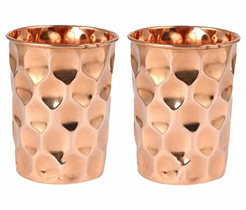 OSNICA 4 vasos de agua de cobre para curar productos ayurvédicos Moscow Mule, tazas de cobre, capacidad de 350 ml (vidrio de diamante)