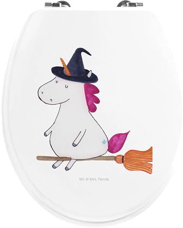 Mr. & Mrs. Panda Motiv WC Sitz Einhorn Hexe - Geschenk, Klodeckel, Leben, Einhorn Deko, Zicke, Klobrille, Toilettendeckel, WC-Sitz, Frau, Freundin,