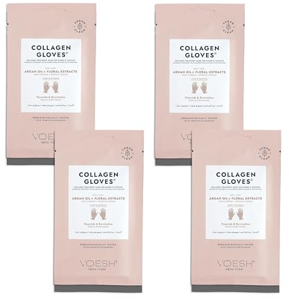 VOESH Collagen Gloves, Vegan Hand Masks, 4 Pack, Moisturizing Hand Mask, Lotion Gloves, Hydrating Gloves, Hand Care, Spa Manicure Gloves, Dry Hand Treatment