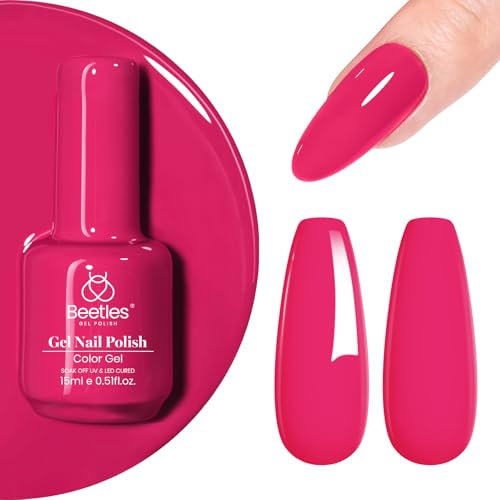Beetles Gel Nail Polish, 1 Pcs 15ml Hot Red Gel Polish Soak Off Nail Art Manicure Salon DIY Gel Nail Design Decoration at Home
