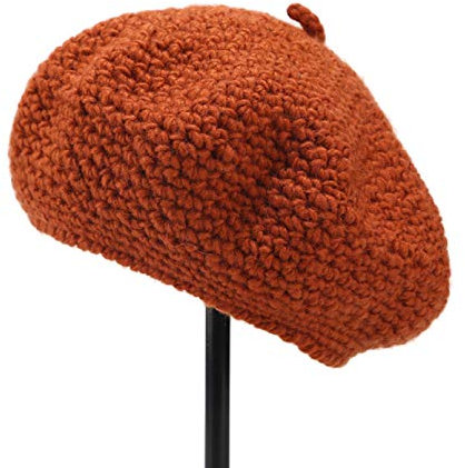UTHTY Damen Farbe Reine Wolle Filz Baskenmütze Frauen Weich Lässig Häkeln Strick Cabbie Hut Japanisch Elegant Gavroche Cap for Party (Color : Caramel, Size : One Size)
