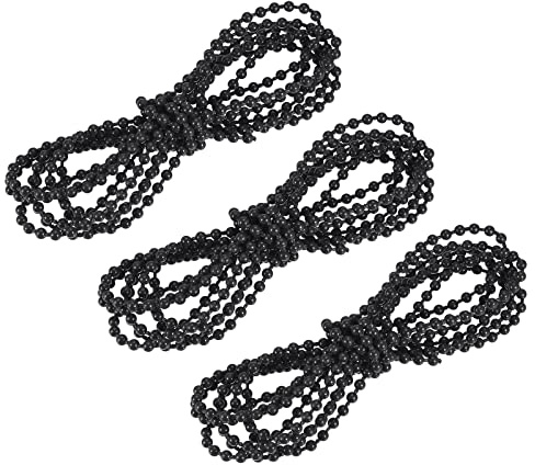 sourcing map Persianas Cuenta Cadena Cordón, 2.19 Yardas 3uds Romanos Vertical Rodillo Cortinas para Ventana Cortina Persiana Reemplazo Piezas, Negro