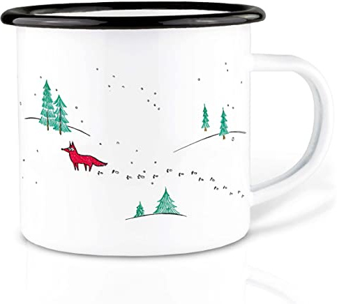 Ligarti® Emaille Tasse (leicht & robust) | Design Cup, Camping Becher handveredelt in Deutschland | Kaffeetasse, Emaillebecher