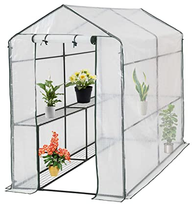 YSUEFIJO Gewachshaus Klein Garten, Foliengewachshaus Winterfest, Tomaten Gewachshaus Stabil, Uberwinterungszelt fur Pflanzen, mit Kleine Fenster, Treibhaus Windfest