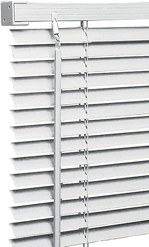 Ruby Deals PVC Venetian Blind Blinds Window 25mm Thin Slats Kitchen Window Blinds Treatments Easy Fit Curtains Trimmable Fittings Home Office(White 120W x 213H cm)