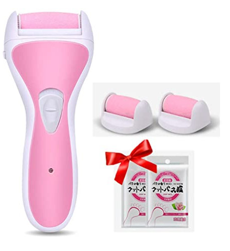 Samnuerly Electric Foot File Pedicure Podiatry Machine with 2 Rollers Exfoliating Foot Spa USB Charging Pedicure Remover for Hard Skin (Pink)