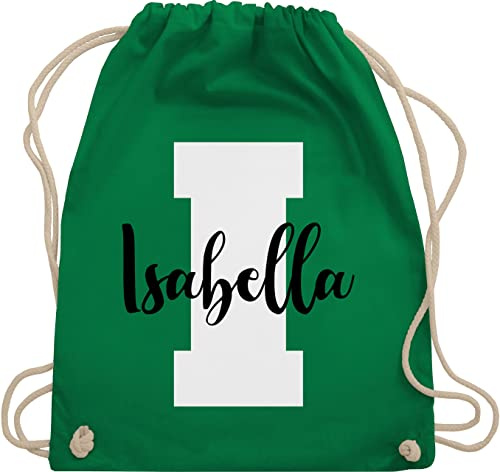 Turnbeutel Rucksack - Anfangsbuchstabe mit Name - Personalisiert Initialen Buchstabe mit Namen bedrucken Custom Gif Persönliche Geschenkidee Geschenk - Unisize - Grün - schulkind beutel buchstaben