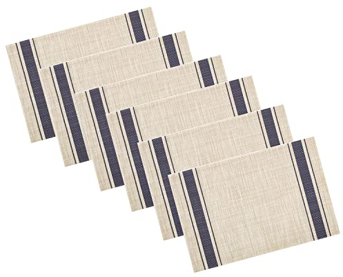Set di 6 tovagliette a righe blu navy (45,7 x 30,5 cm)