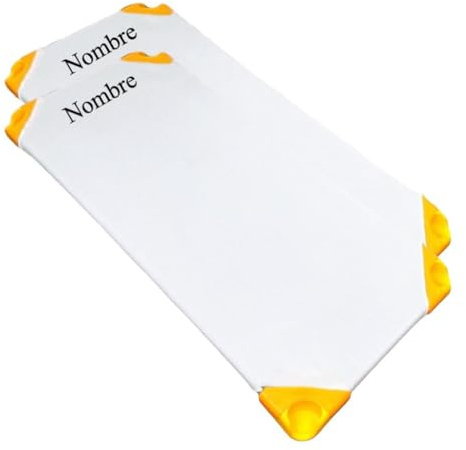 Sábana Ajustable para Cama de Guardería. Sabana Bajera de hamacas de guarderia. Personalizable con Nombre (2unidades Blanco) 65% PL 35% co